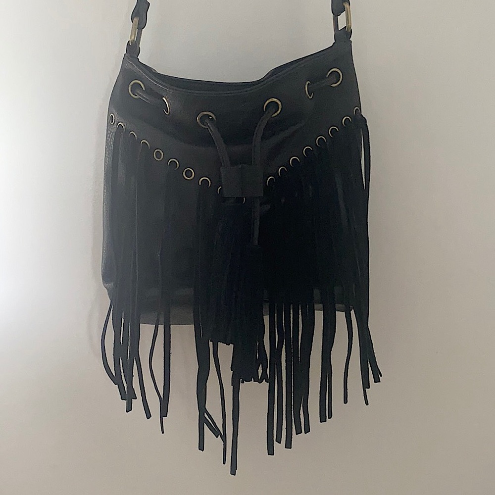 Faux leather tassel purse
